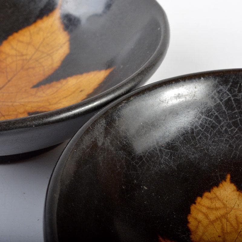 中国　南宋　吉川窯　木葉天目碗　一對　C　R4467