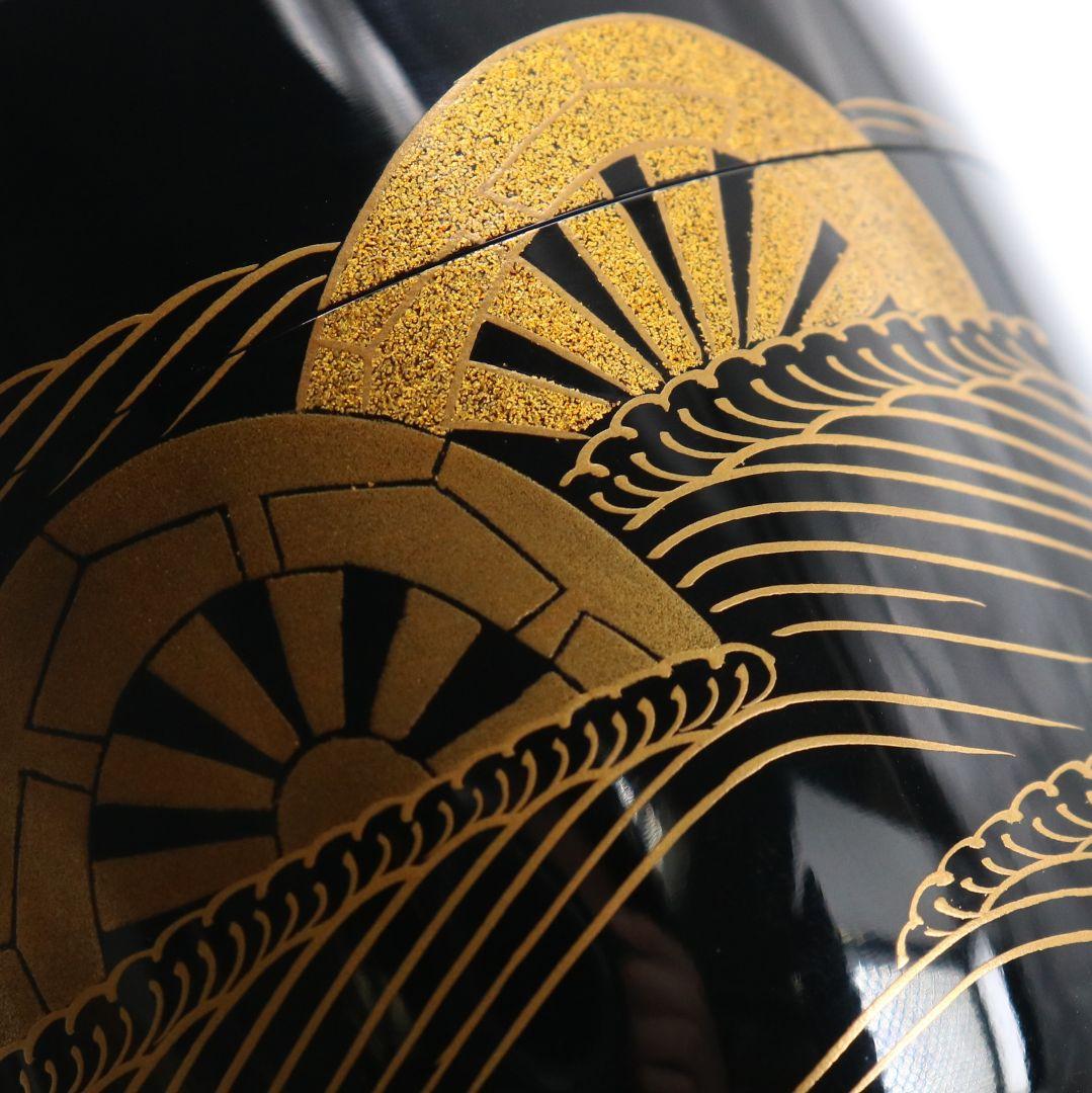 藤野松香作 波源氏車蒔絵 中棗 螺鈿細工 茶道具 共箱共布　V823　N1