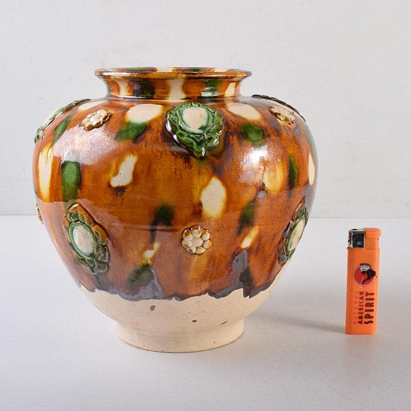 中国　唐三彩　丸壺　C　R8655H