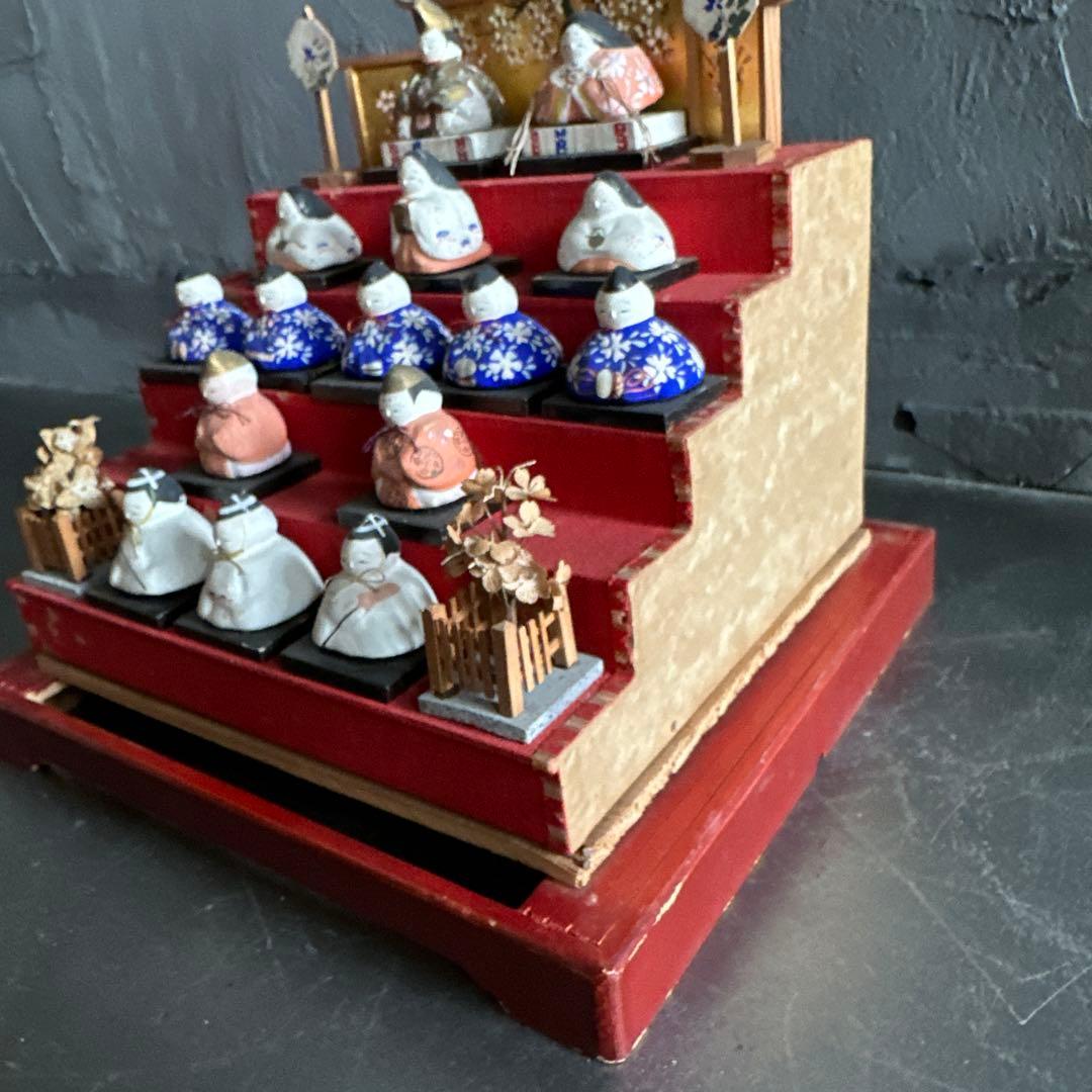 瞬間的お値下げ‼️アンティークミニ雛人形　希少品！雛壇飾り土人形　可愛い