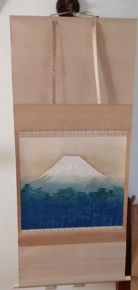 ✤中島多茂都　富士山　掛け軸　富岳　掛軸　青富士