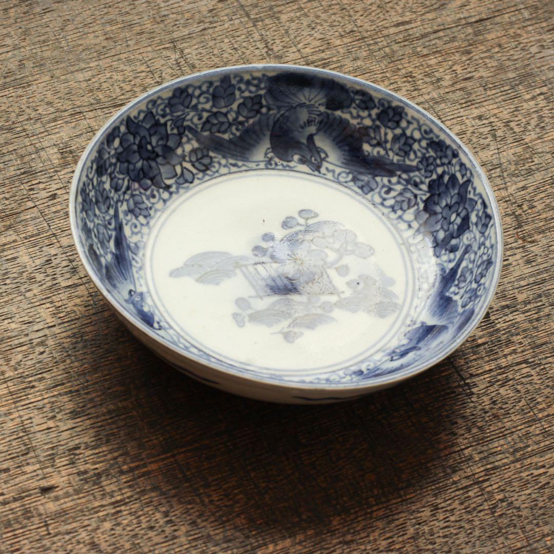 伊万里　古伊万里　江戸　中期　深皿　なます 皿　花唐草　鳳凰