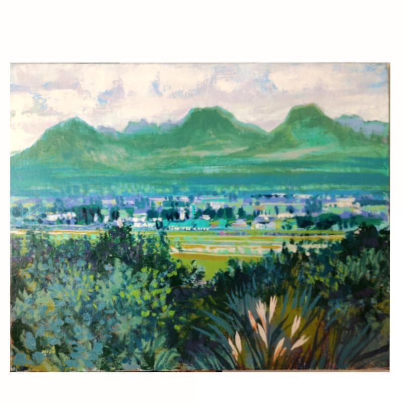 ☆青野昌勝☆「とかち逍遥　鹿追の街へ」油絵　F6号