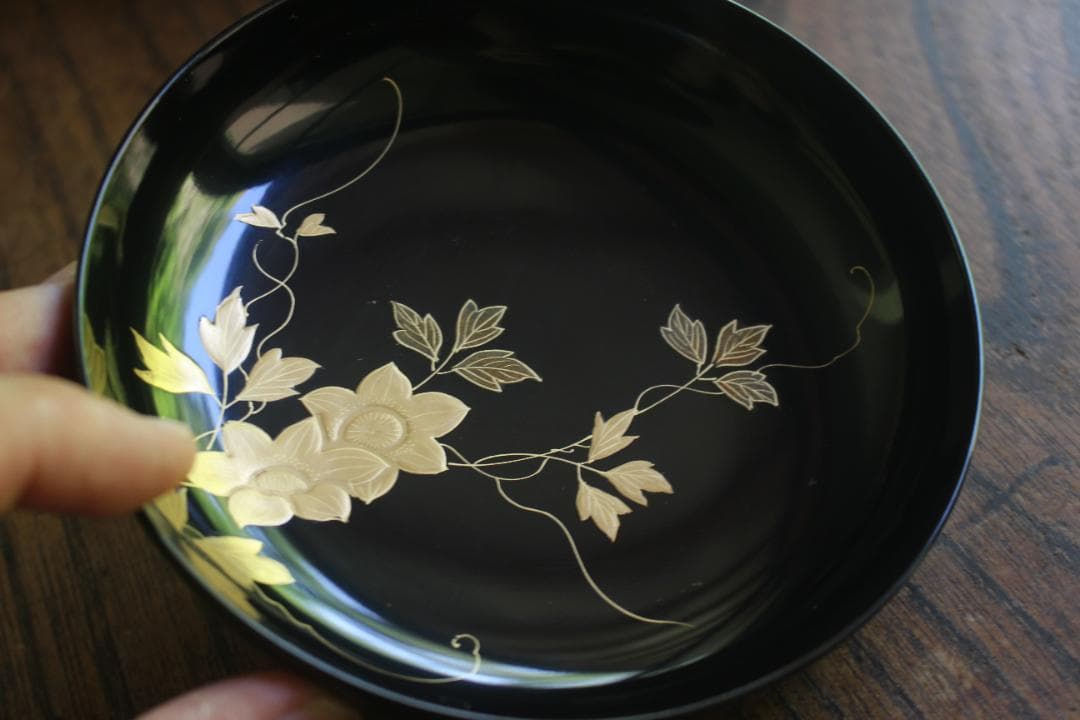 時代逸品！時代黒漆に極上草花蒔絵の映えるお椀7点（検輪島塗蒔絵椀雑煮椀煮物椀