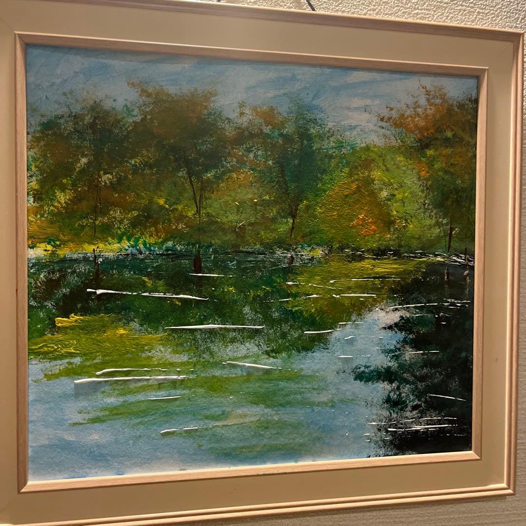 風景画 油彩画 額装済み27cm25cm