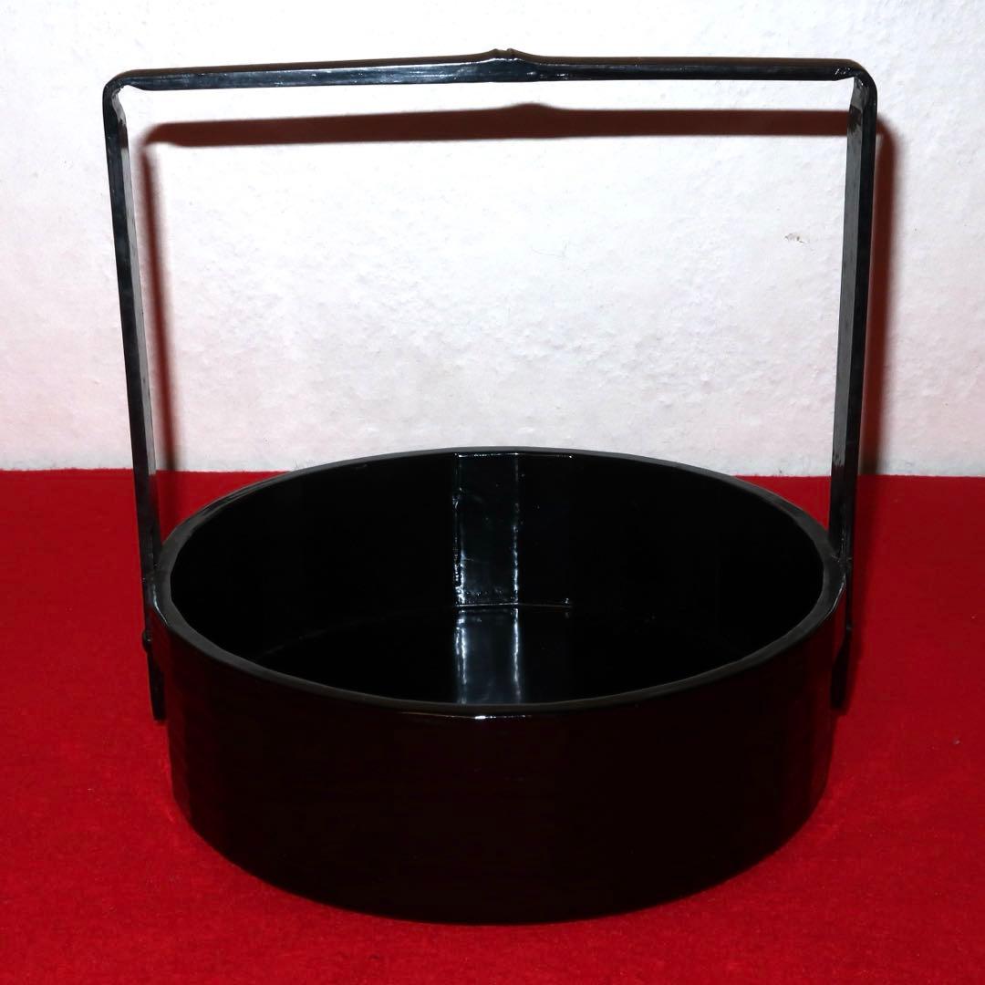 【茶道具】黒手付莨盆　稽古用