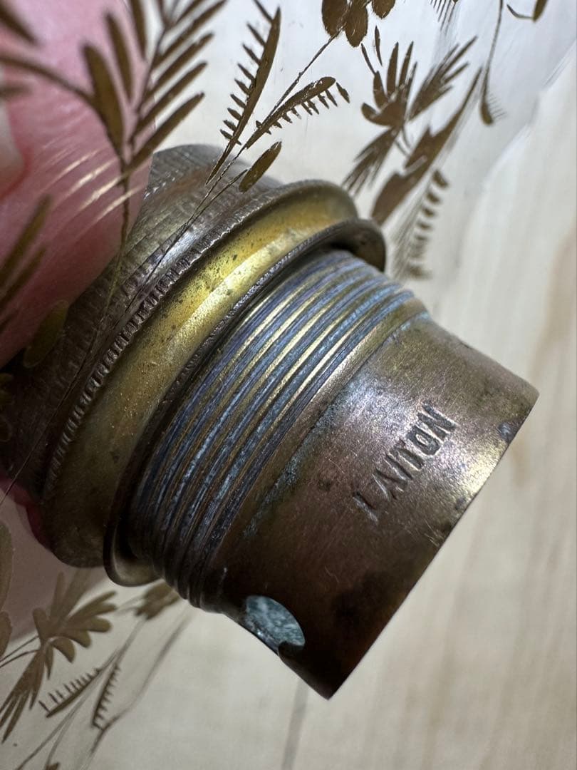 1900's フランス アンティーク 金箔で絵付けされた美しいアトリエランプ＊