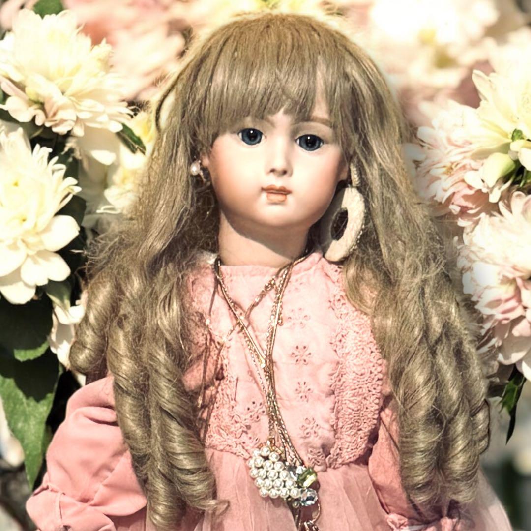 ビスクドール ロングフェイス ジュモー 作家様 ワンピース ドレス ボネ アクセ