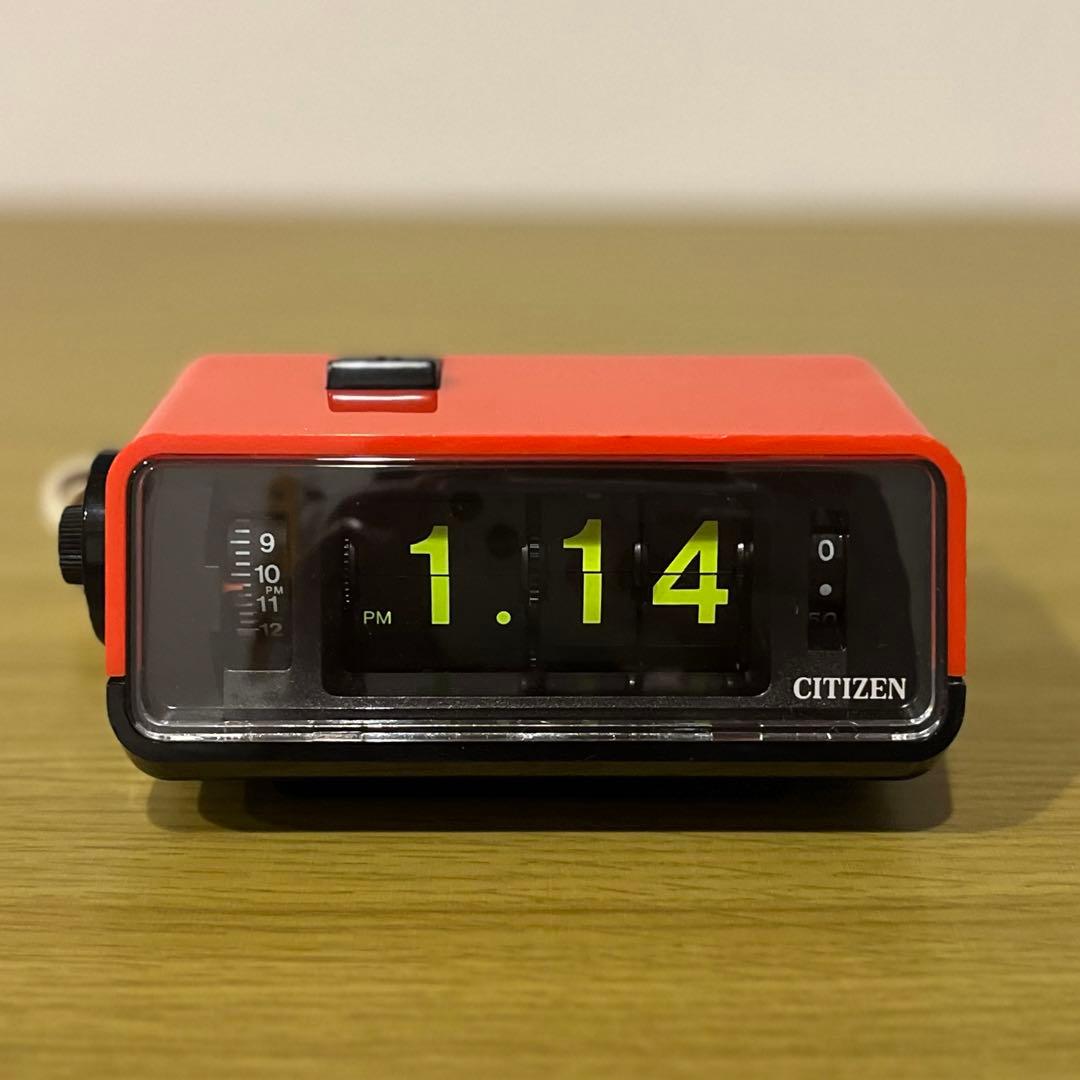 【メンテ済・動作正常】美品！CITIZENパタパタ時計ハイリーフカーチス 赤黒