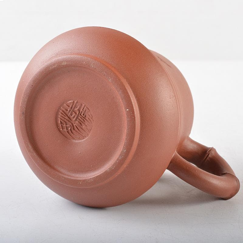 中国　紫砂　朱泥　竹文　急須　茶壷　在銘　N　R6382