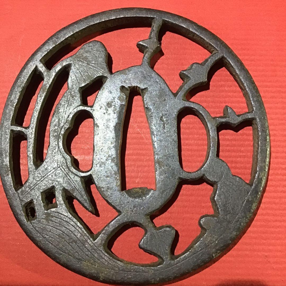鉄地透鍔　尾張鍔　江戸時代保証　　　　書鍔箱