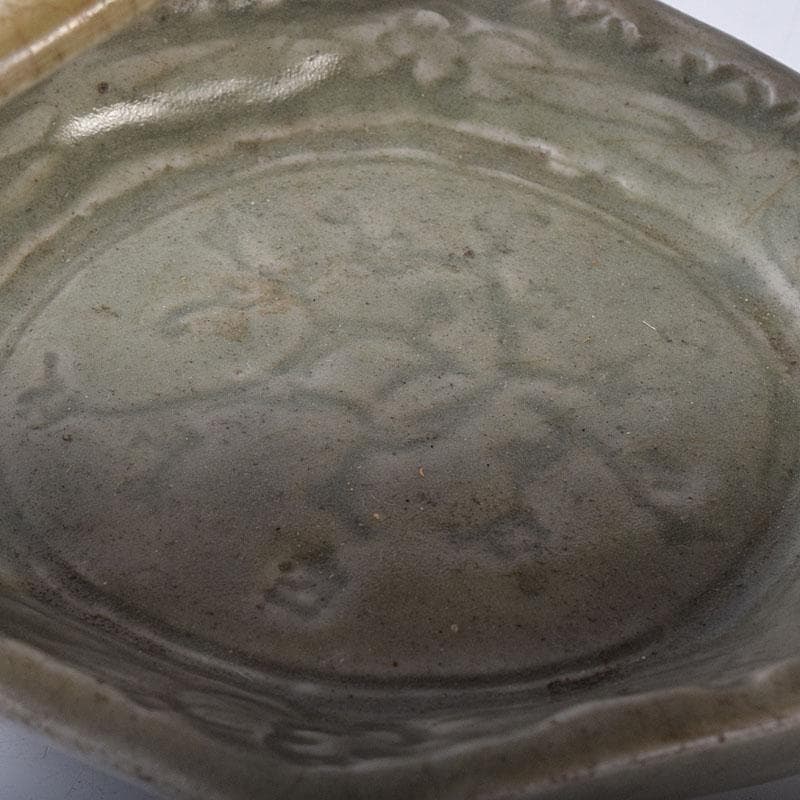 中国　七官青磁　刻花文　手鉢　時代箱　V　R8478