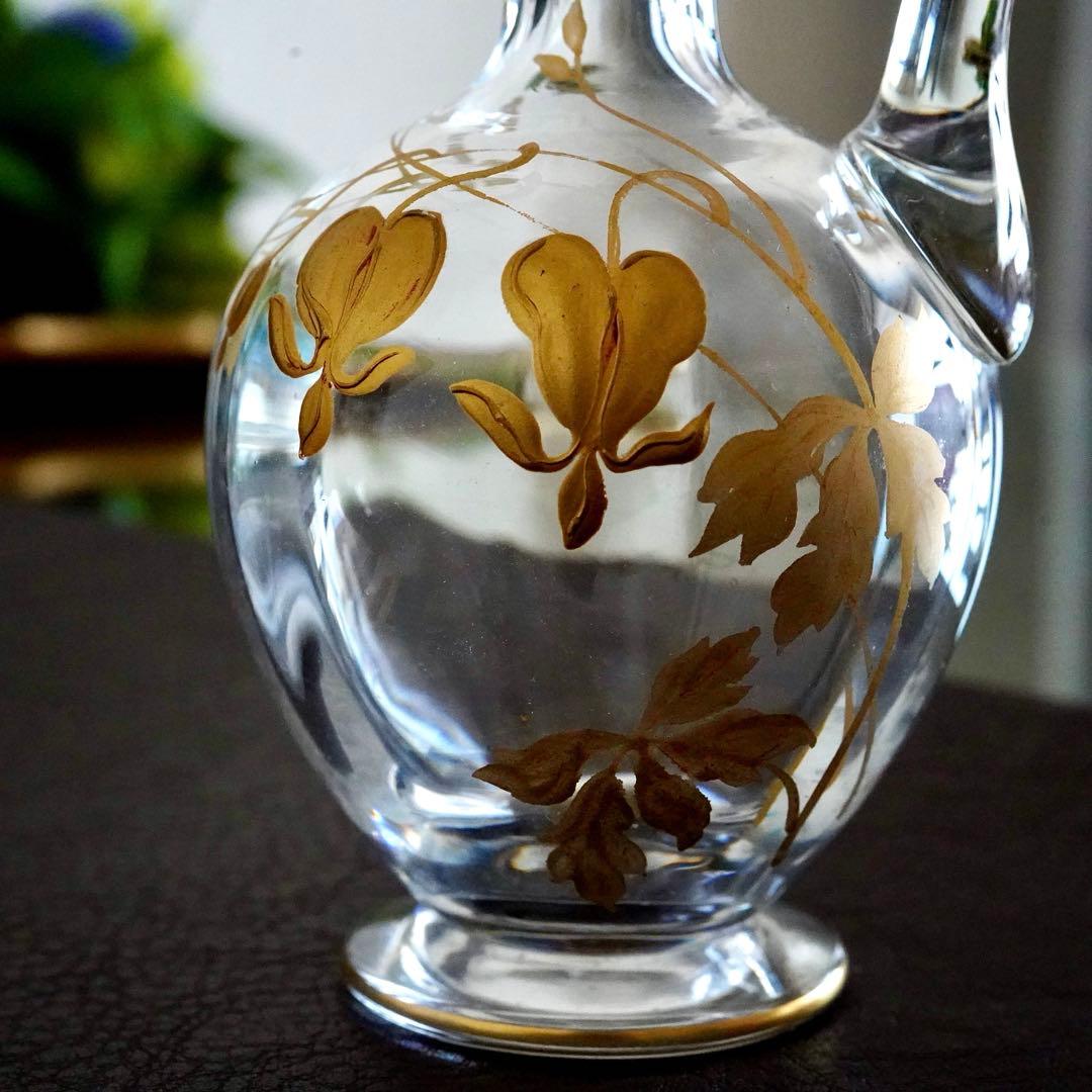 24金＆エナメル彩★オールドバカラ★ジャポニズム★取っ手付きデカンタ★希少サイズ