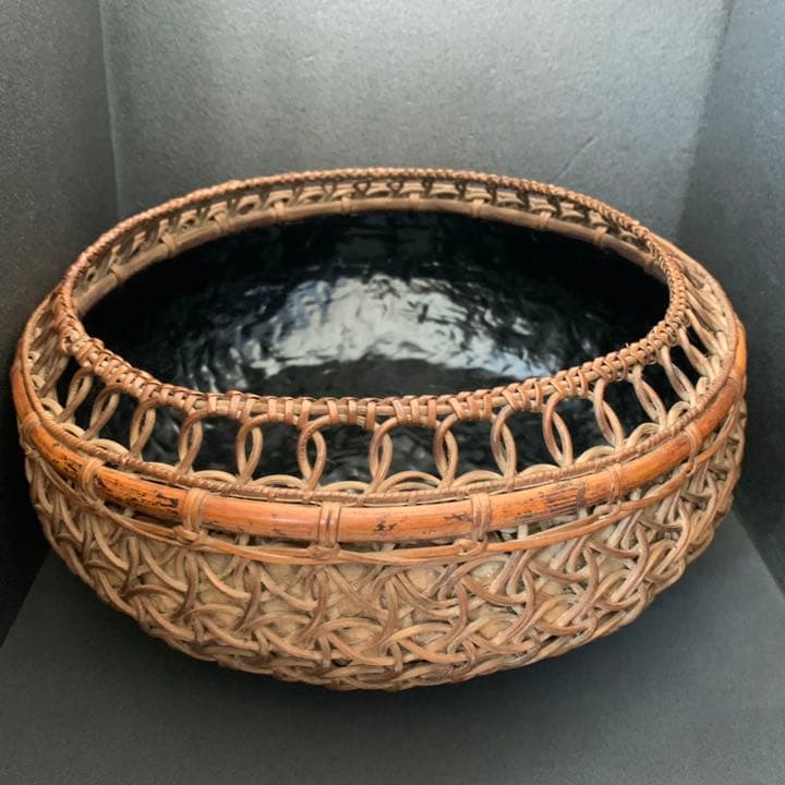 初代　山本(竹龍斎)(竹竜斉)造　輪組 炭斗　茶道具