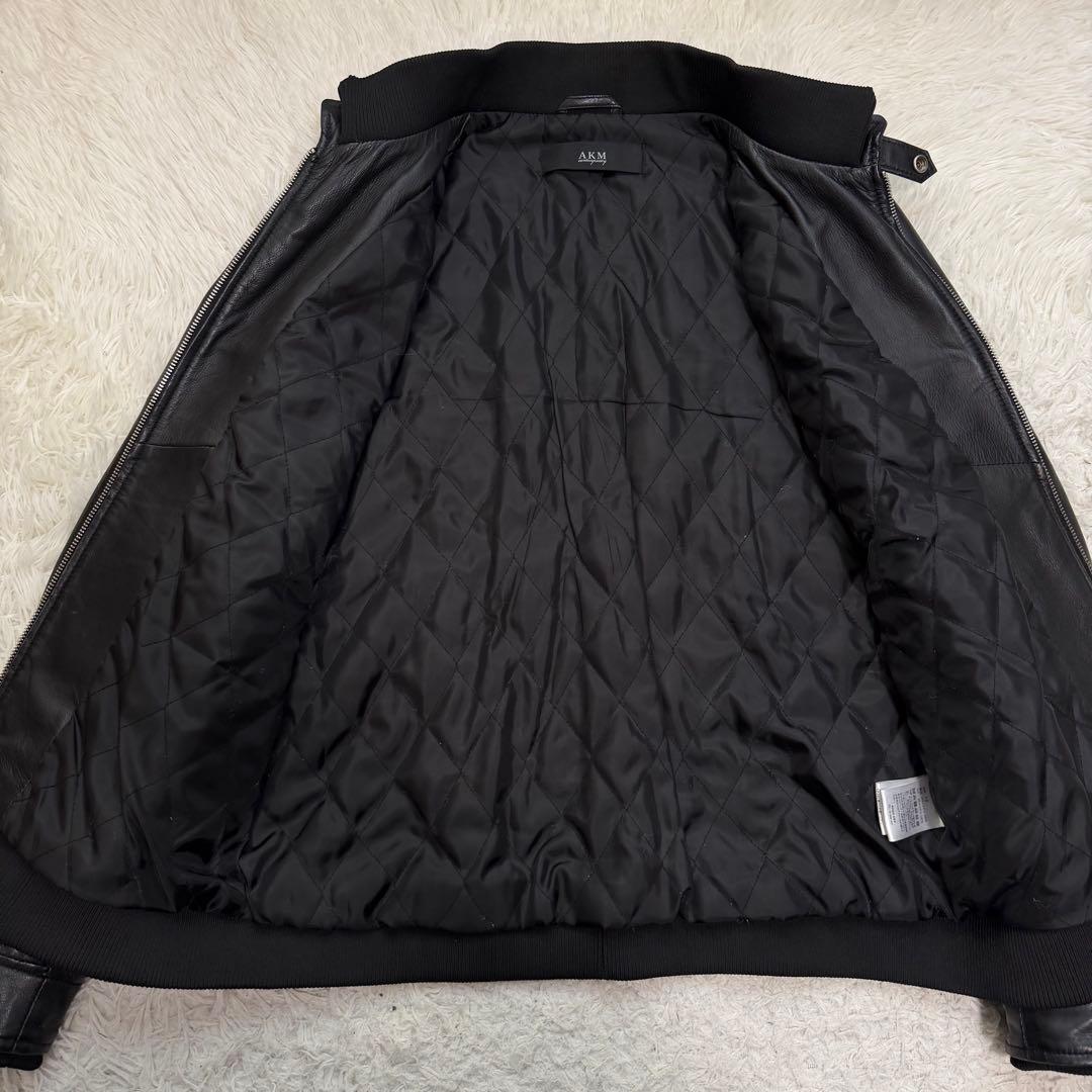 近年美品Lサイズ相当　AKM シングルライダースジャケット　羊革　キルティング