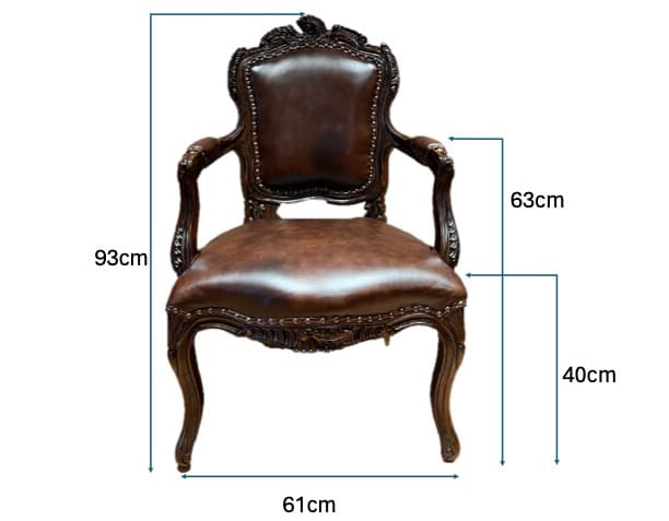 クラシックスタイル ダークブラウン レザー椅子