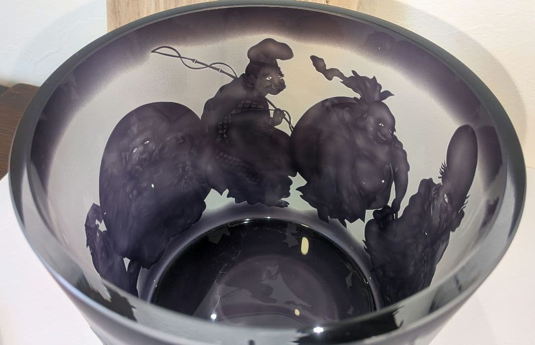 『七福神』水指　茶道具　硝子ガラス義山布袋恵比寿大黒天毘沙門天弁財天福禄寿寿老人