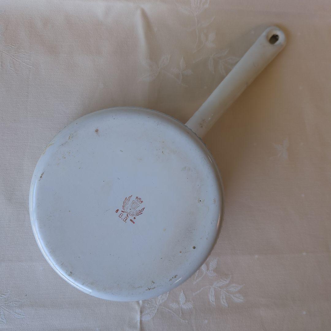 フランスアンティーク ホーロー片手鍋 BB社 ローズガーランド