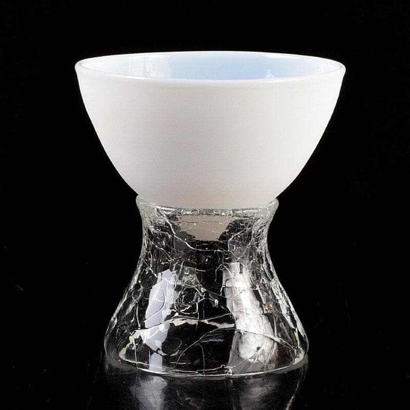 ガラス工芸　山巓堂　末國清吉作　台付盃　共箱　N　9128