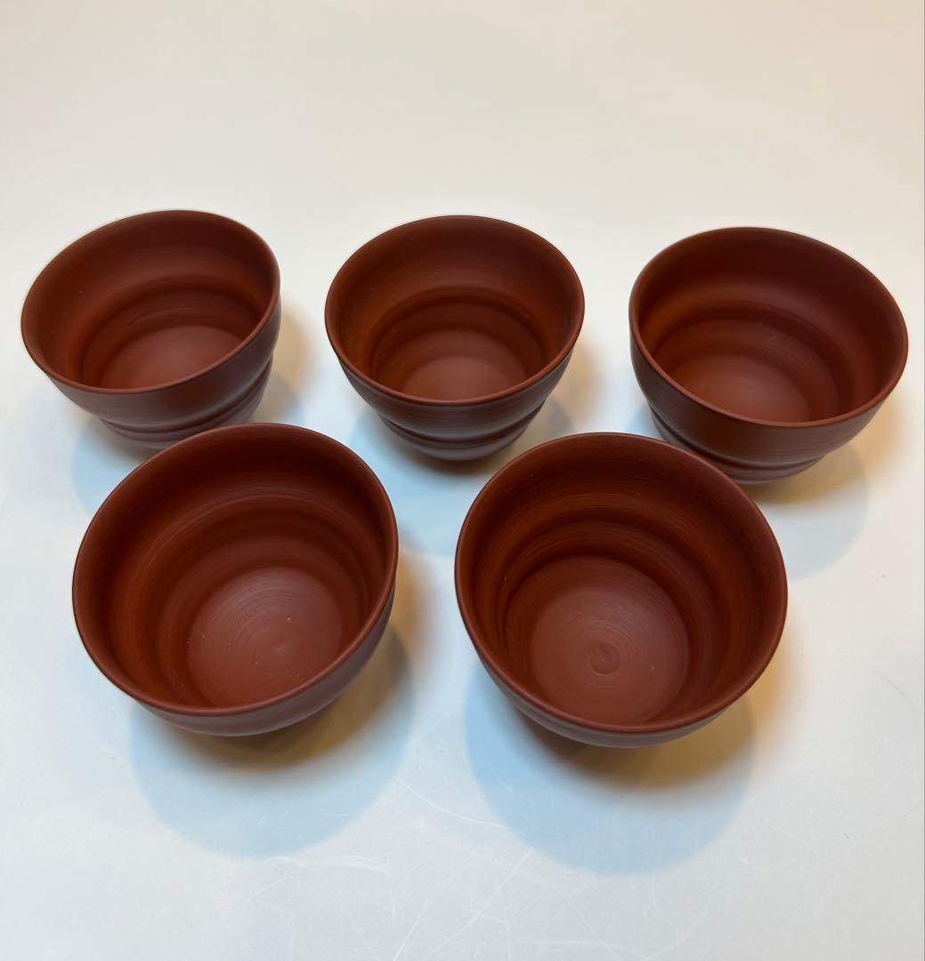 三代目　山田常山 常滑焼 朱泥茶器揃 急須 湯冷 湯呑 5客 人間国宝