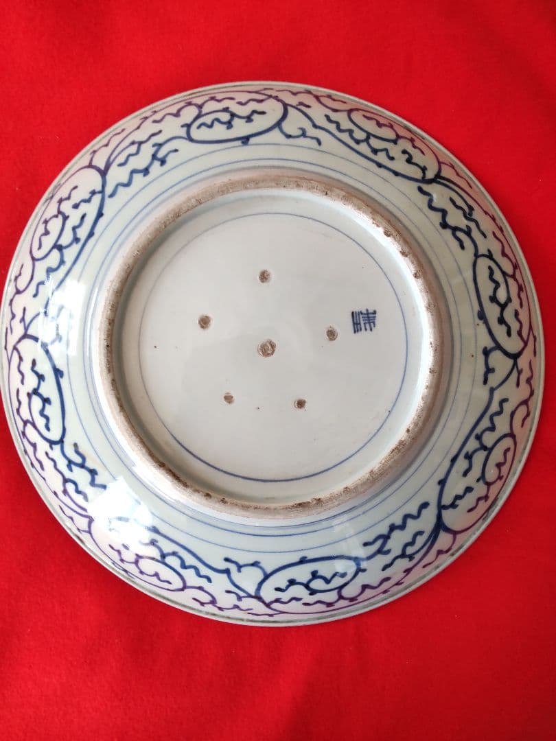 古伊万里染め付け微塵唐草平大鉢/江戸中期頃