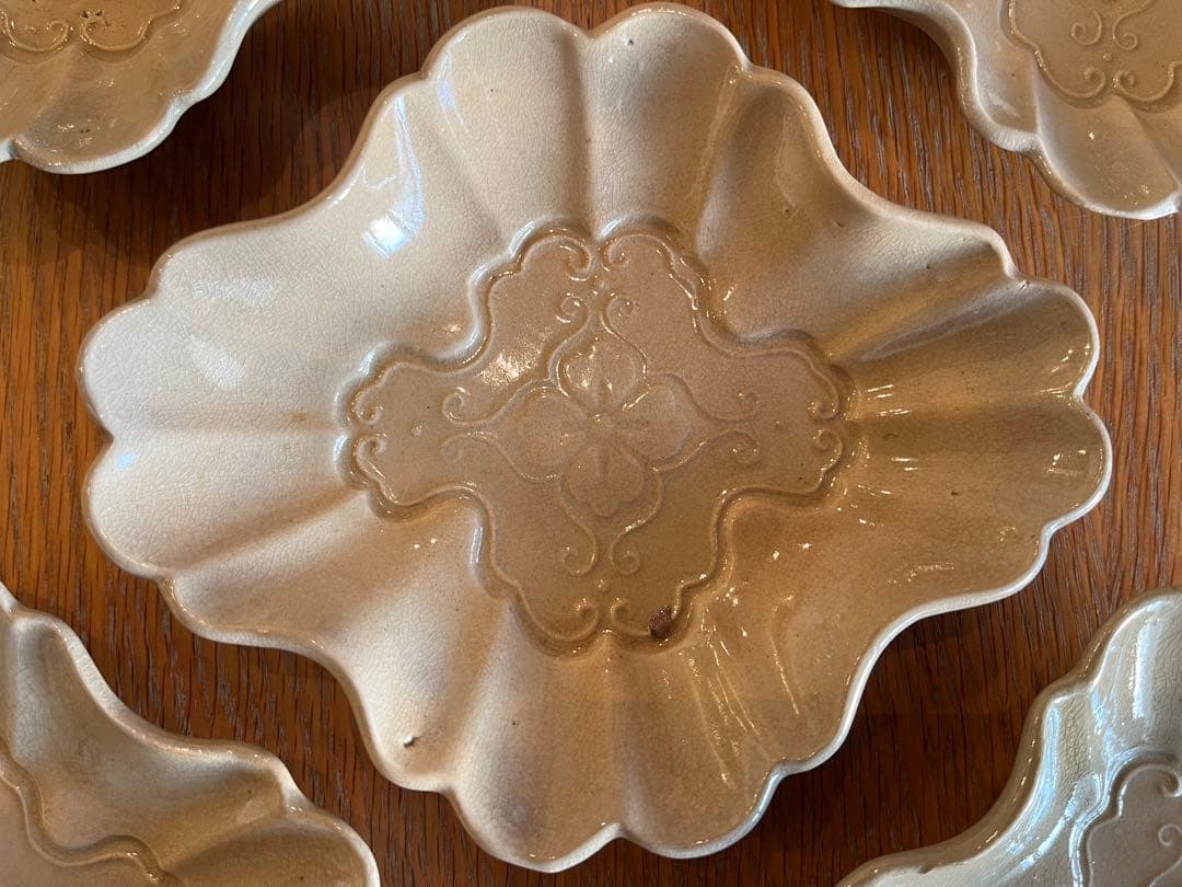 古瀬戸 御深井焼 菊皿 輪花皿 【5客】