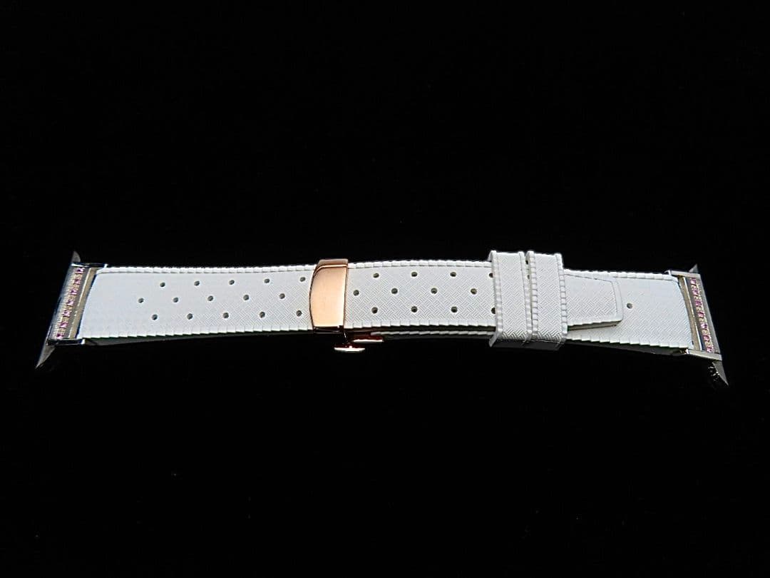 AppleWatch専用ピンクサファイア&シルバー925製チャーム&ラバーバンド