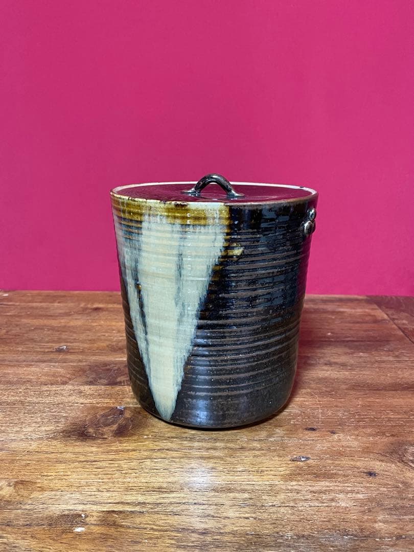 淡海ぜぜ 陽炎園 岩崎新定 膳所焼 耳付水指古膳所写耳付水指裏千家十五代鵬雲斎