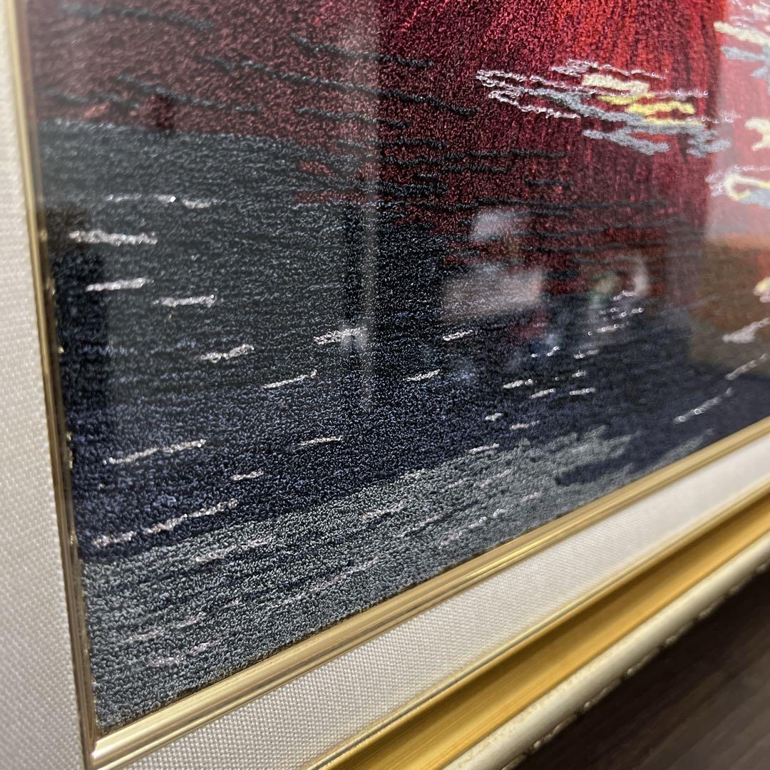 縁起物！ 赤富士 刺繍絵 額縁 F6号 ゴールド アンティー ク 送料無料