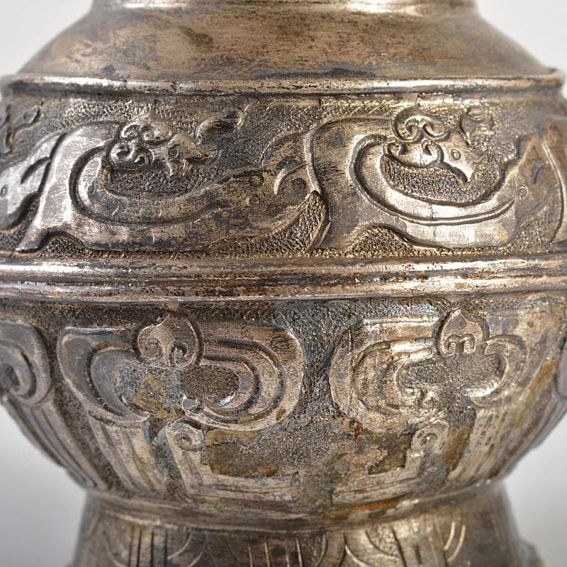 中国　白銅　饕餮文　神獣摘　水注　水滴　V　R7117