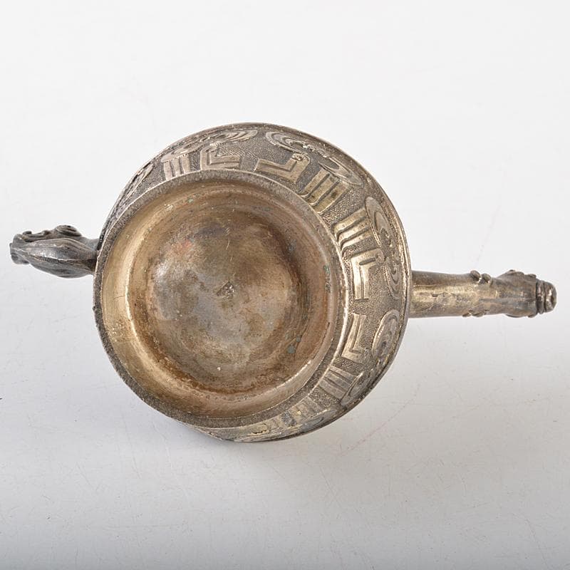 中国　白銅　饕餮文　神獣摘　水注　水滴　V　R7117