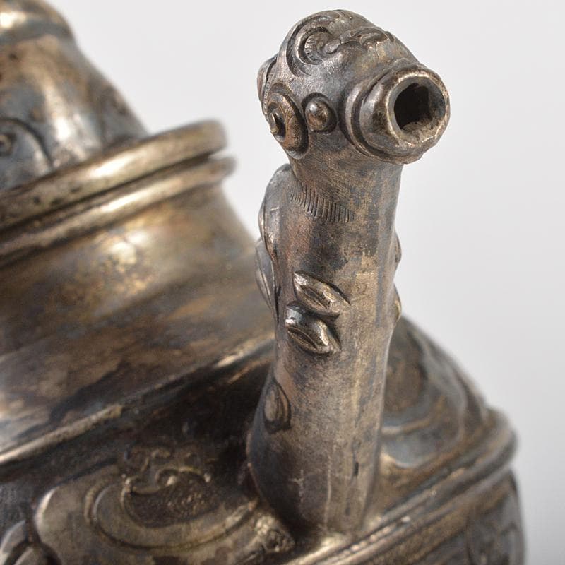 中国　白銅　饕餮文　神獣摘　水注　水滴　V　R7117