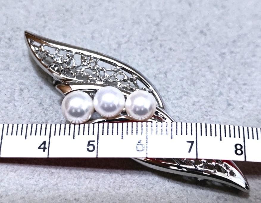 TASAKI 田崎真珠　パール×SILVER　ブローチ　40190