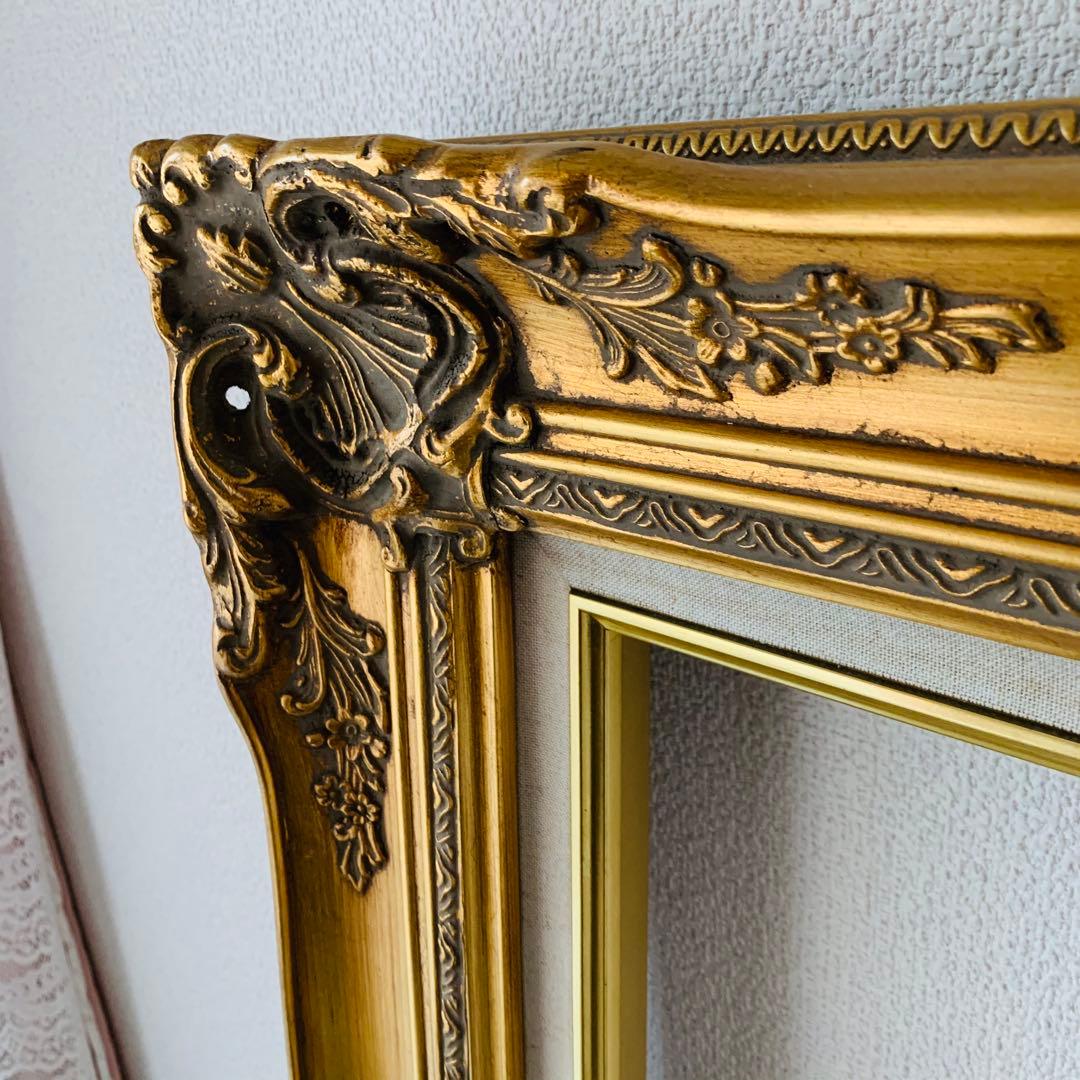 【希少】1m超え！賃貸OK巨大ゴールドフレーム 額縁 アンティーク仕上げ