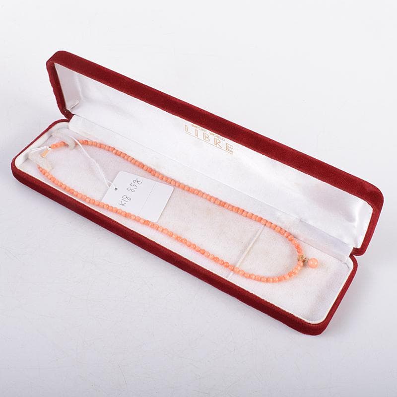 珊瑚　サンゴ　ネックレス　Ｋ18金具　箱付　D　4712