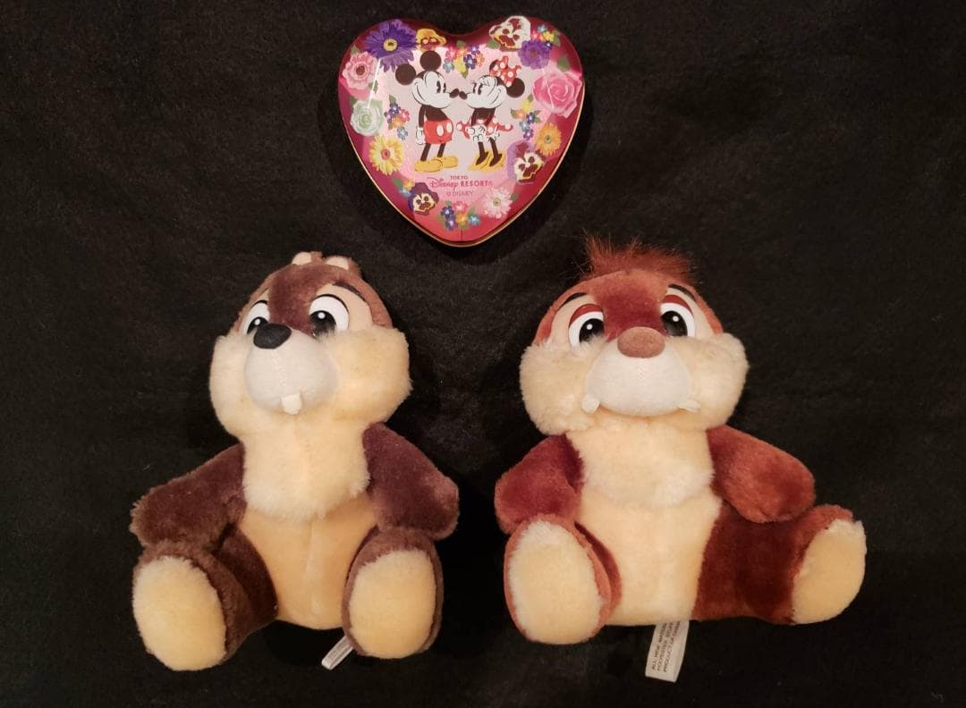 2000年 東京ディズニーランド ぬいぐるみ チップとデール ハート缶 3点