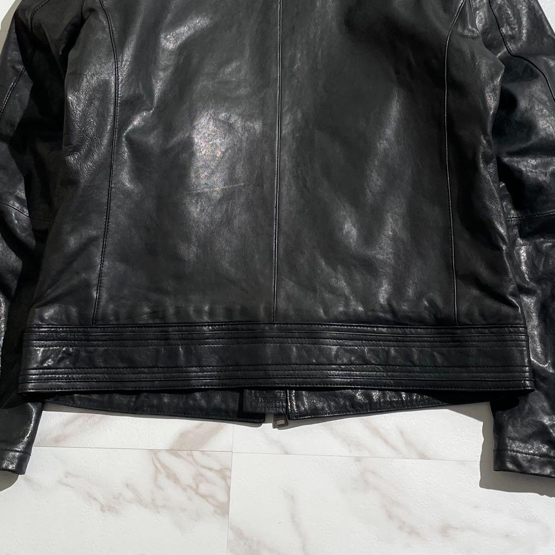 希少サイズ☆バーバリーブラックレーベル ライダース レザージャケット LL