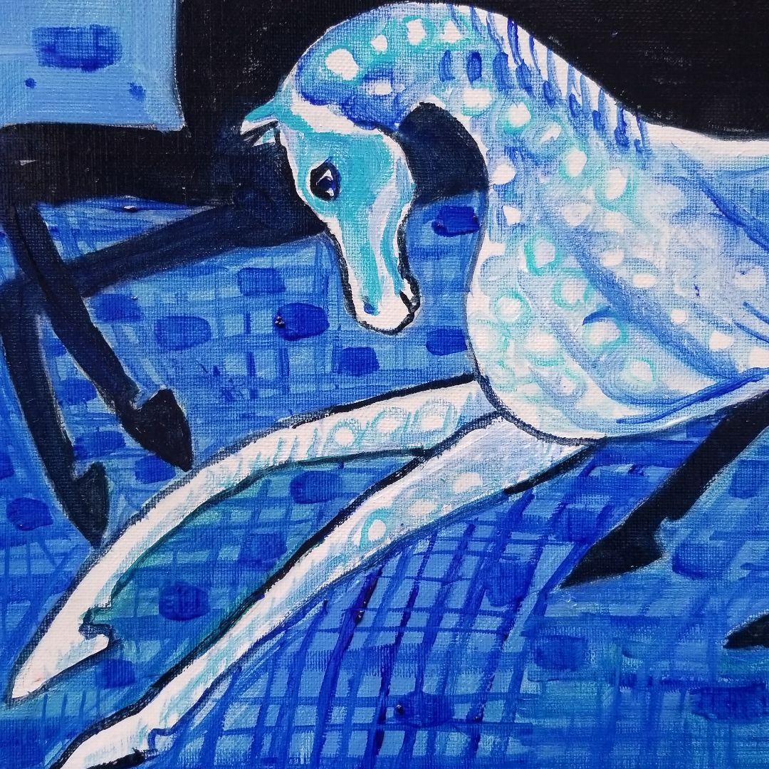油絵　専用　青い世界の馬たち