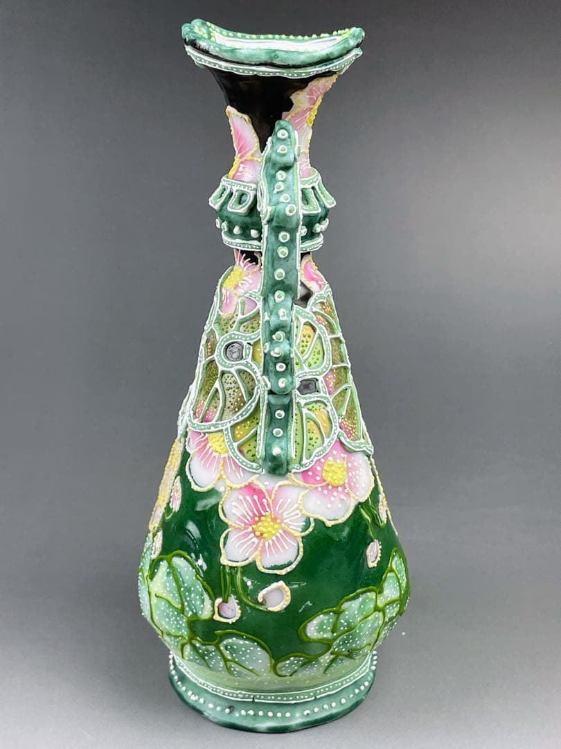 オールドニッポン アールヌーボー 花紋 一陳盛り 花瓶 明治期 里帰り