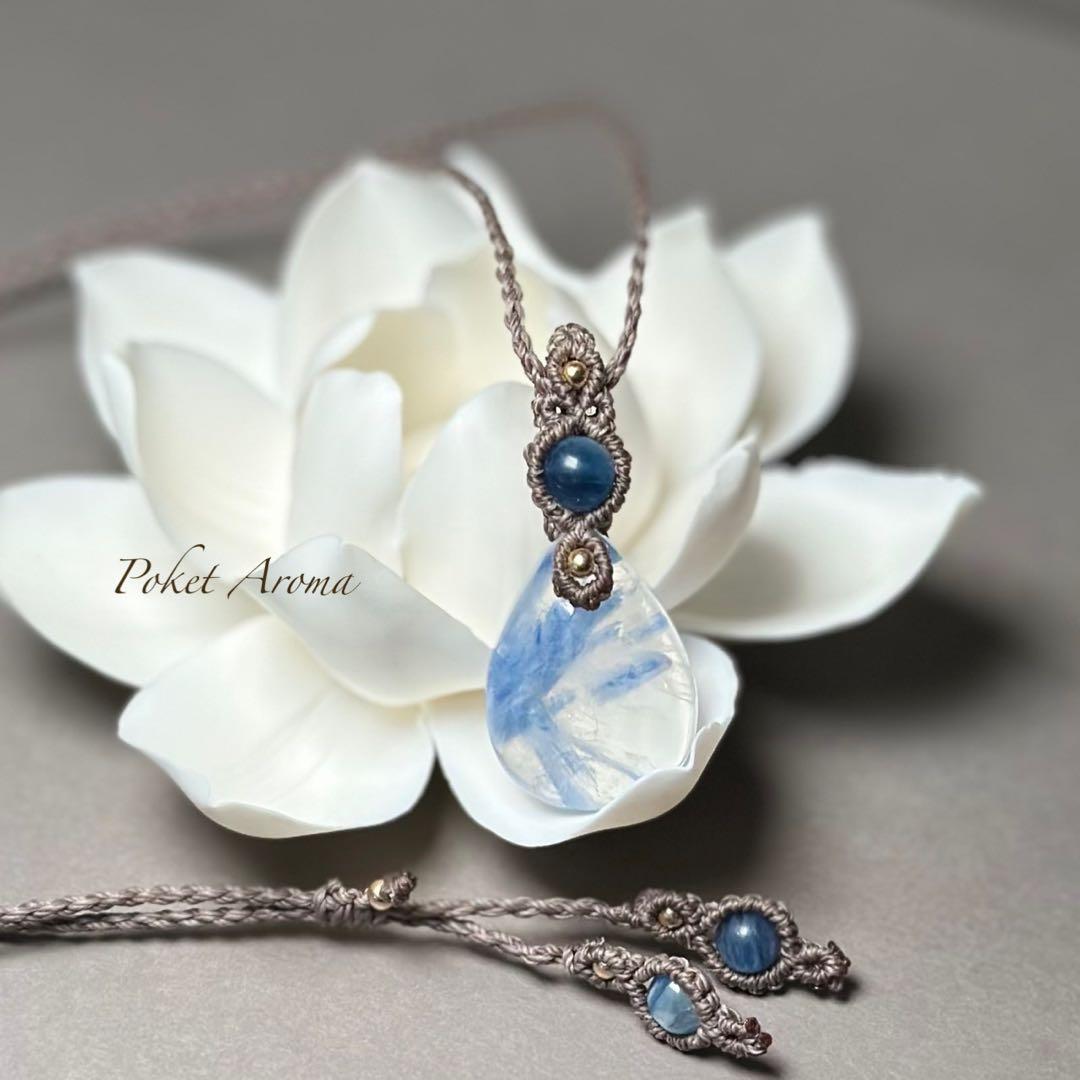 『蒼樹』カイヤナイトシリカのマクラメペンダントネックレス