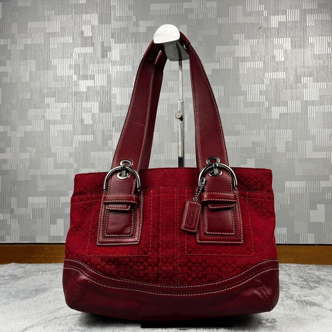 COACH コーチ ハンドバッグ シグネチャー レッド 赤