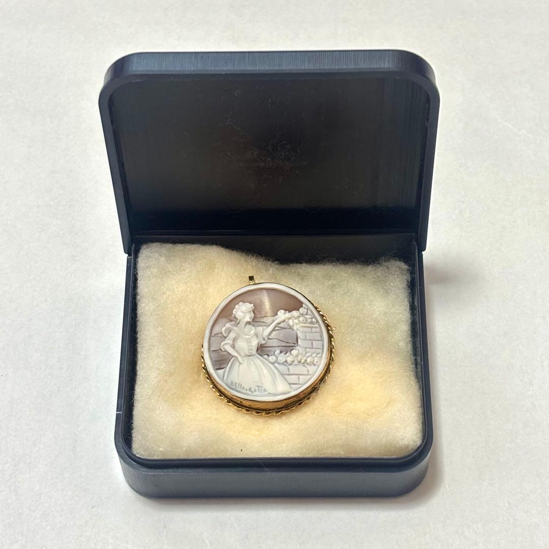 イタリア　カメオ　K12 ブローチ　ペンダントトップ　ネックレス