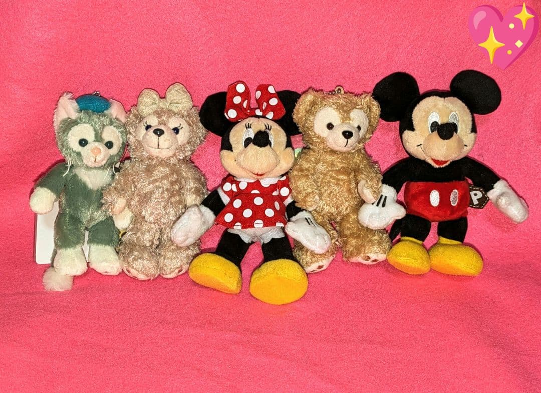 ♡美品♡ディズニー♡ミッキー＆ミニー♡ぬいぐるみマスコット＆ぬいぐるみピンバッジ