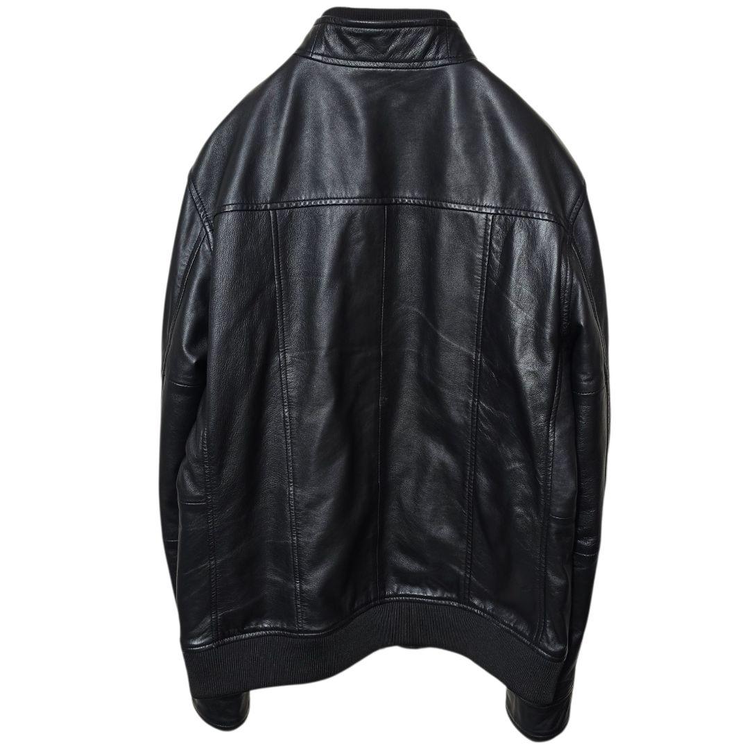 AKM シングルライダースジャケット レザージャケット ブラック XL