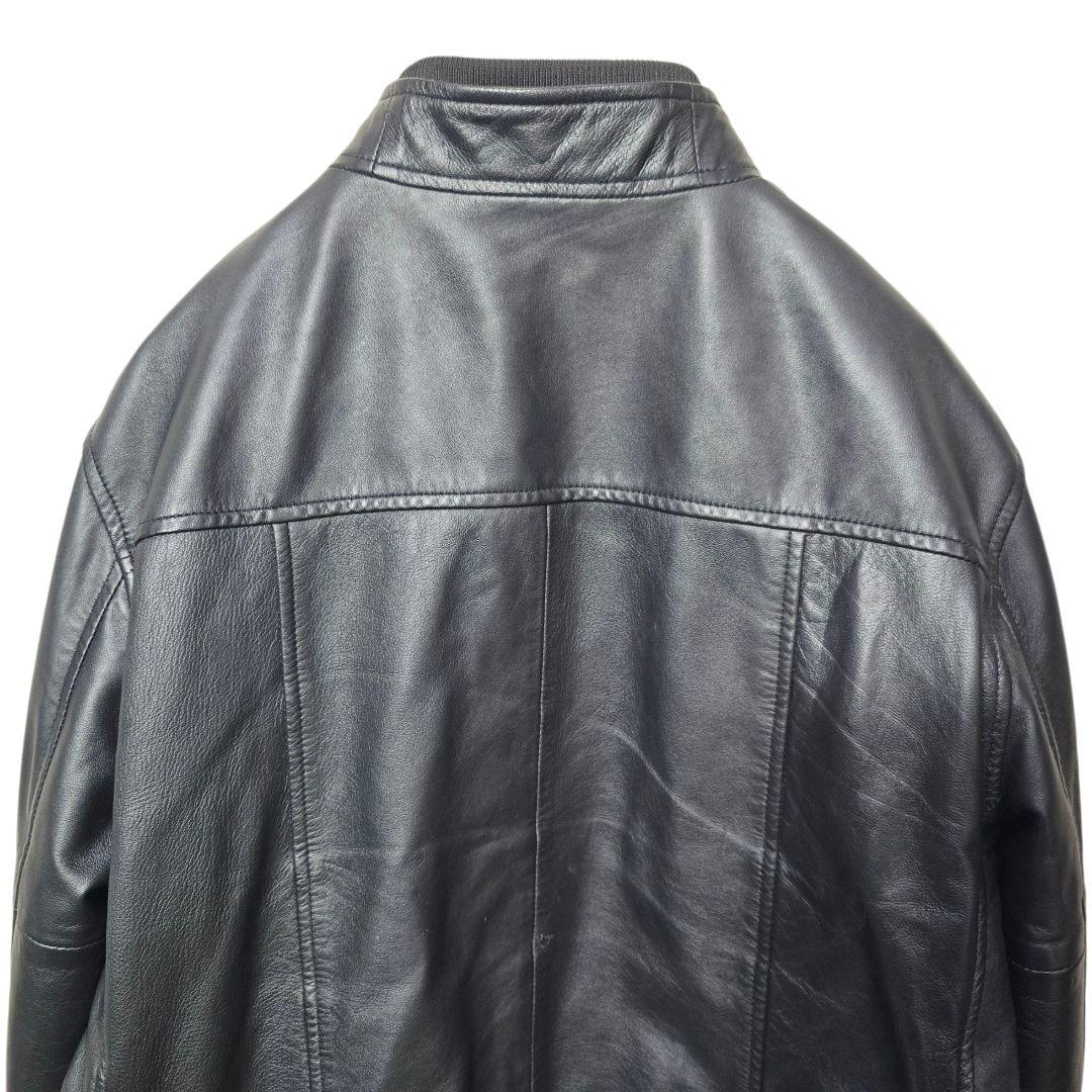 AKM シングルライダースジャケット レザージャケット ブラック XL