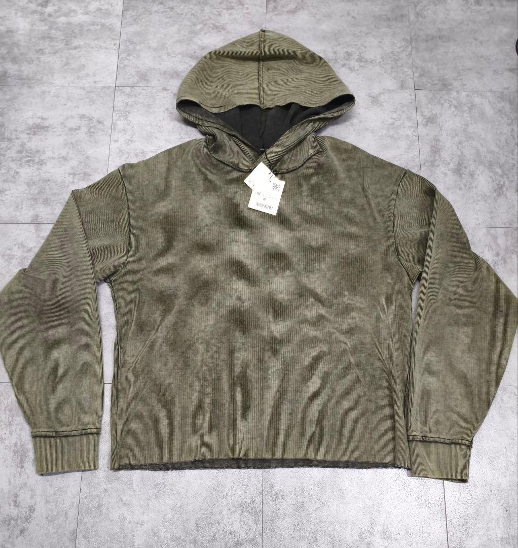 ZARAザラ ヴィンテージ エフェクト リブ クロップド フーディ セットアップ