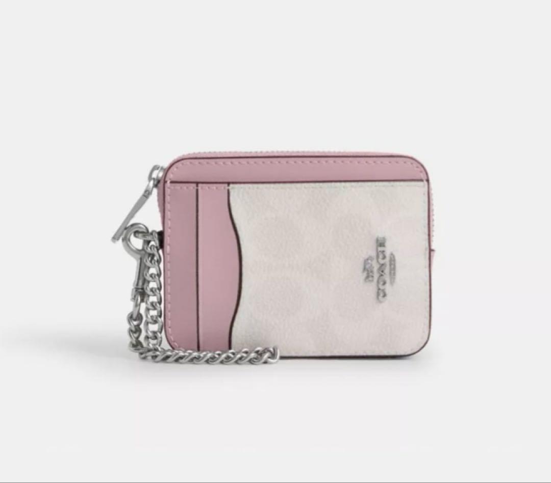 【新品】 COACH コーチ ケース カードケース 定期入れ 白 ピンク