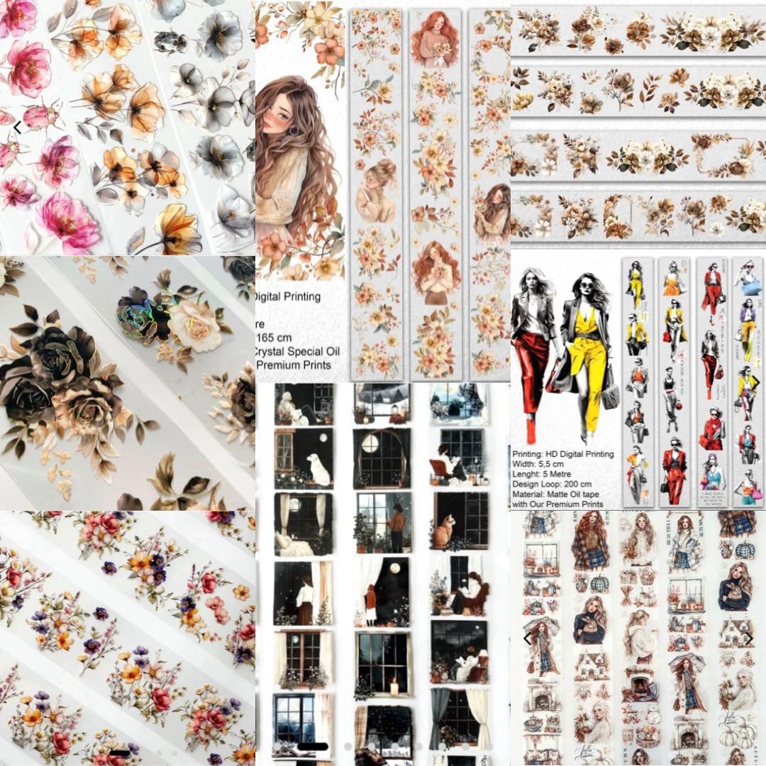 onwise マスキングテープ8個セット コラージュ 花 girl