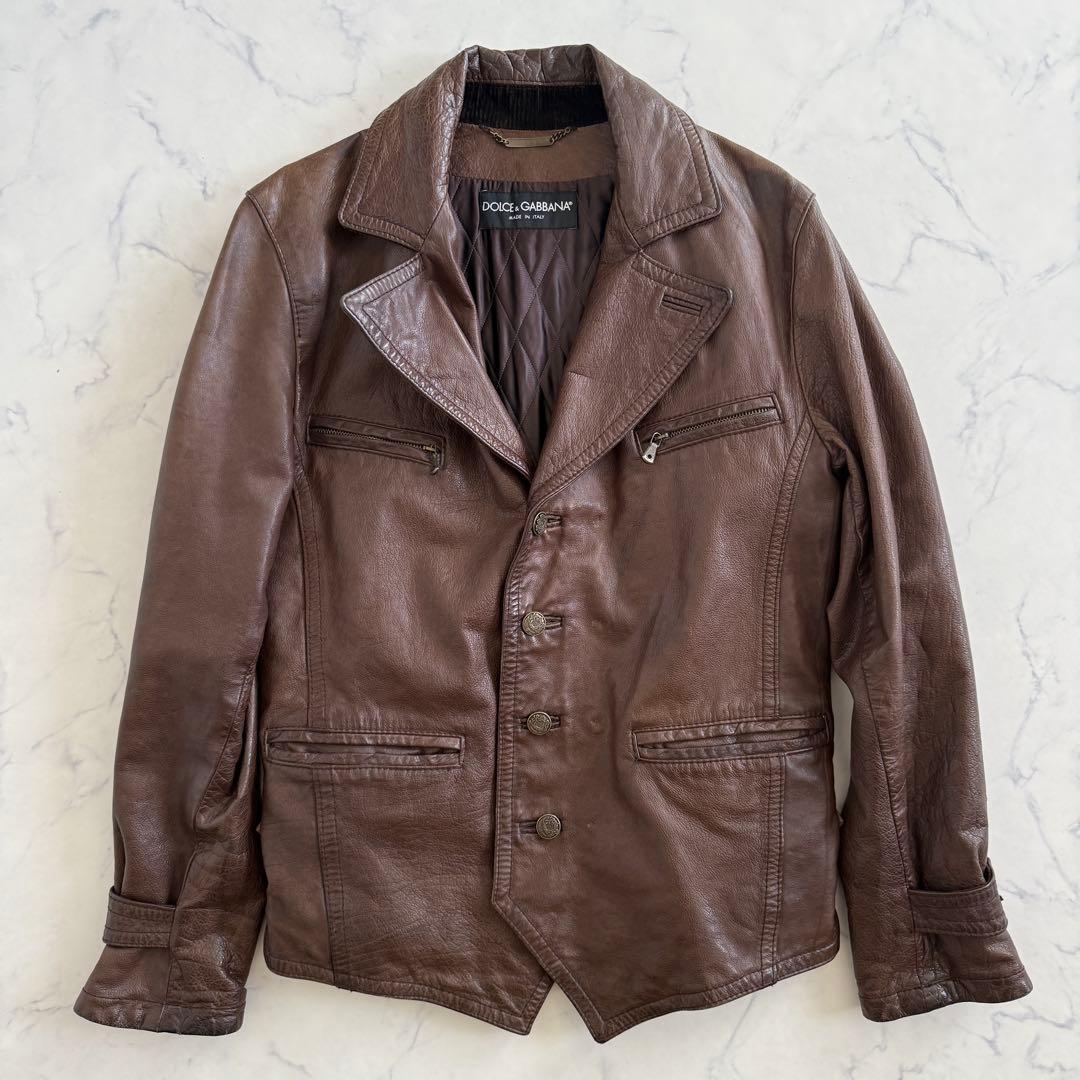 ドルチェアンドガッバーナ シングルライダース キルティング 牛革
