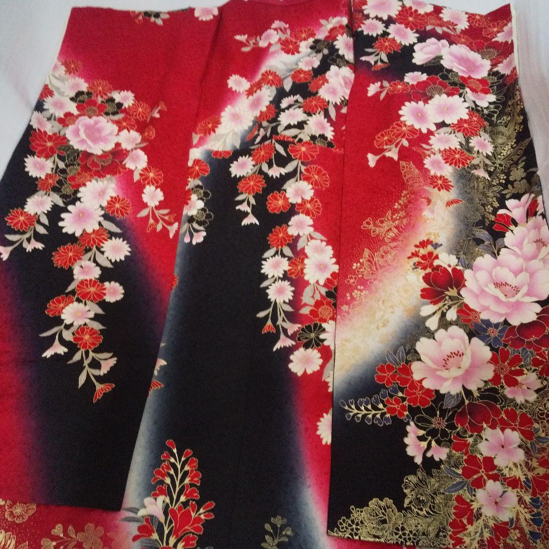赤黒金桜正絹振袖フルセット等 袋帯 帯締め 帯揚げ 半襟 重ね襟 成人式卒業式等